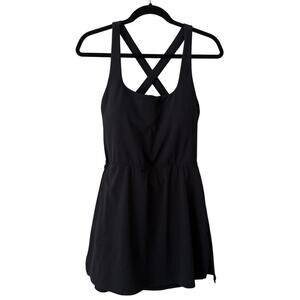 Halara Black Flare Pocket Dance Active Strappy Dress w/Shorts & Removable Pad-M